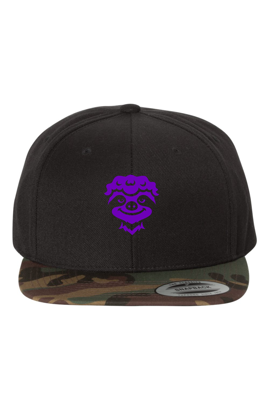 Black Camo Premium Snapback-purple sloth