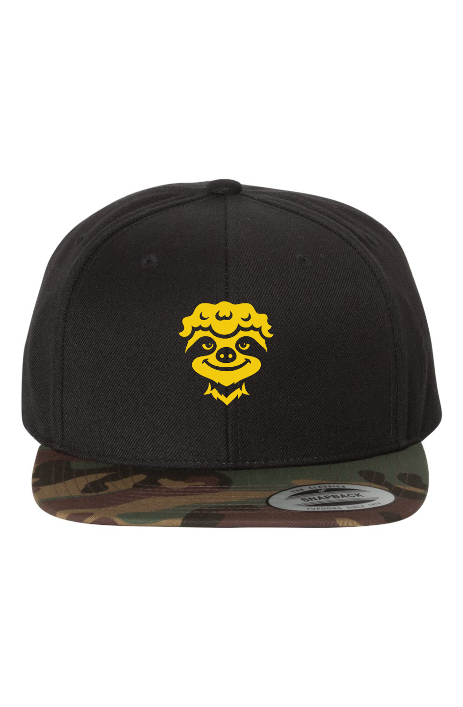 Black Camo Premium Snapback-Yellow Gold Sloth