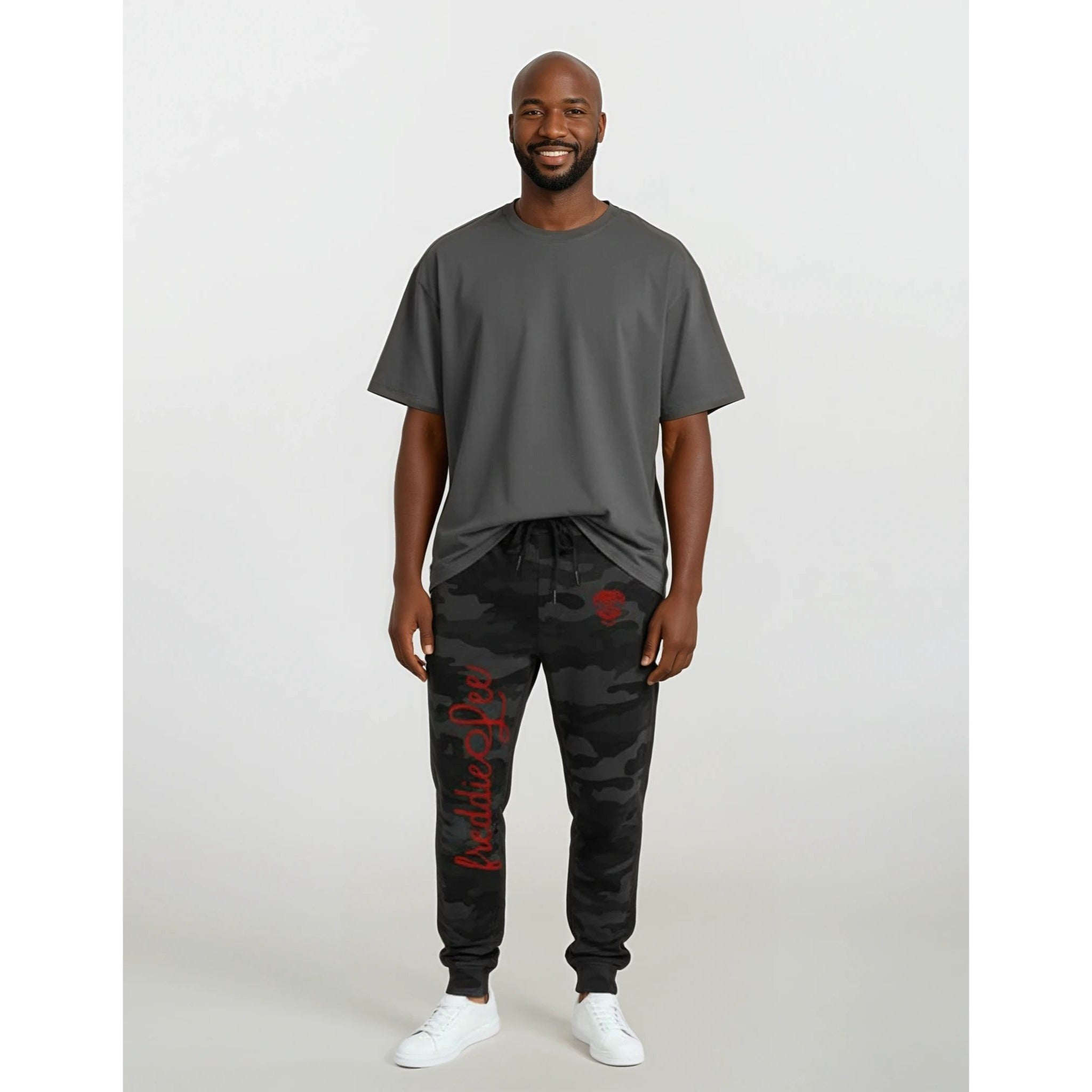 Pantalon de survêtement Signature Sloth Black Camo - Rouge